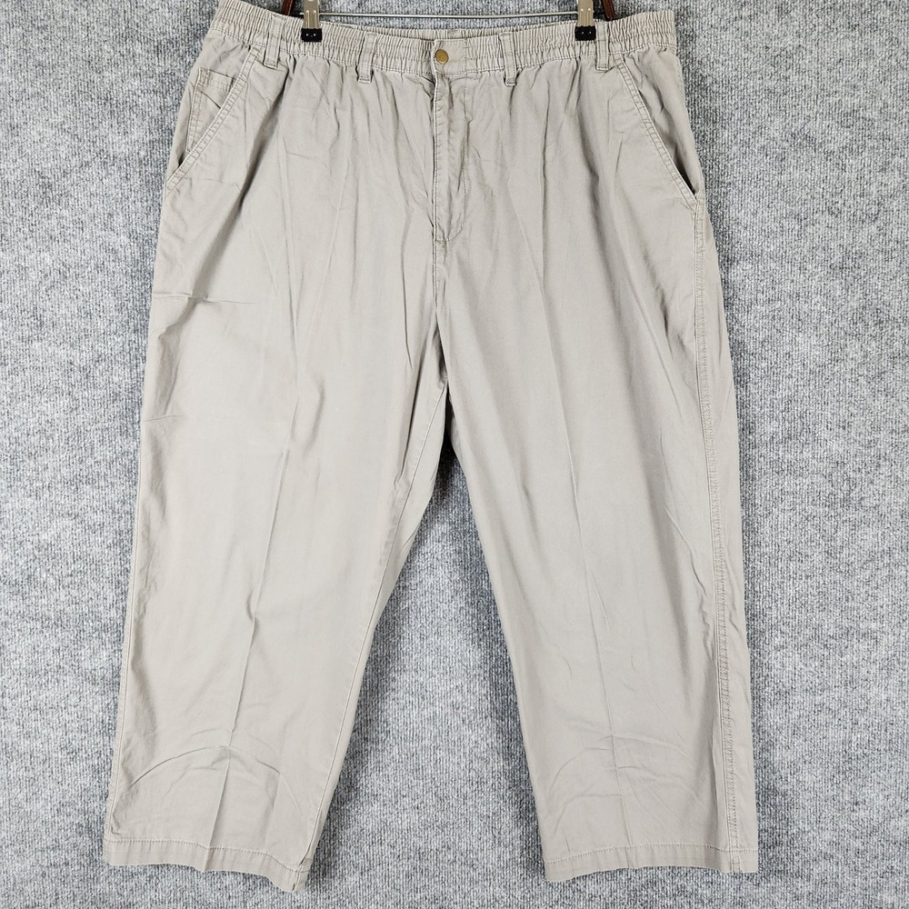 Haband Casual Joe Pants Mens Gray Elastic Waist Snap Closure Cotton Blend 44/XS